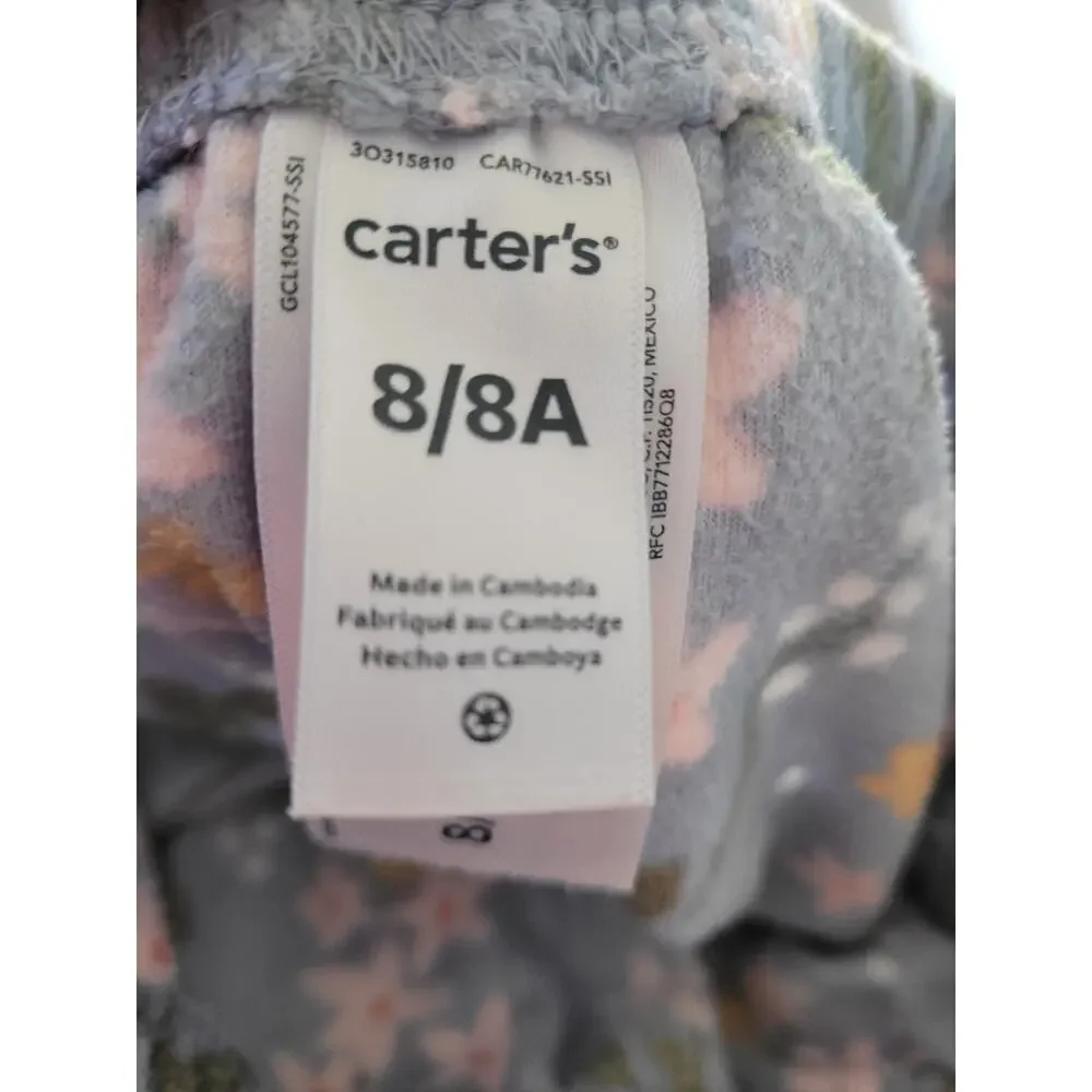 Carter's Girl 2 Piece Fleece Pajamas size‎ 8 Floral Blue #8